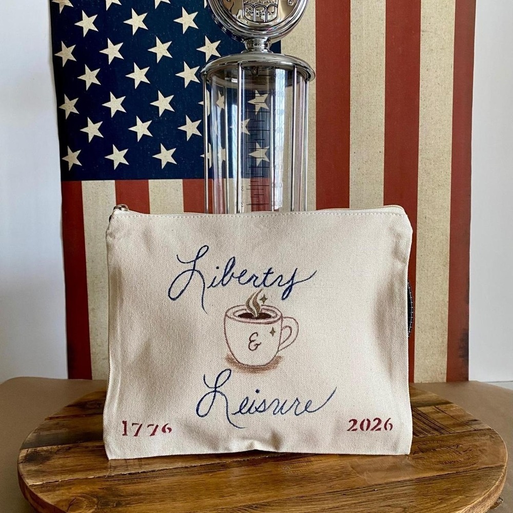 Liberty & Leisure Leisure Pouch Hand Painted Coffee Lover Canvas Travel Pouch